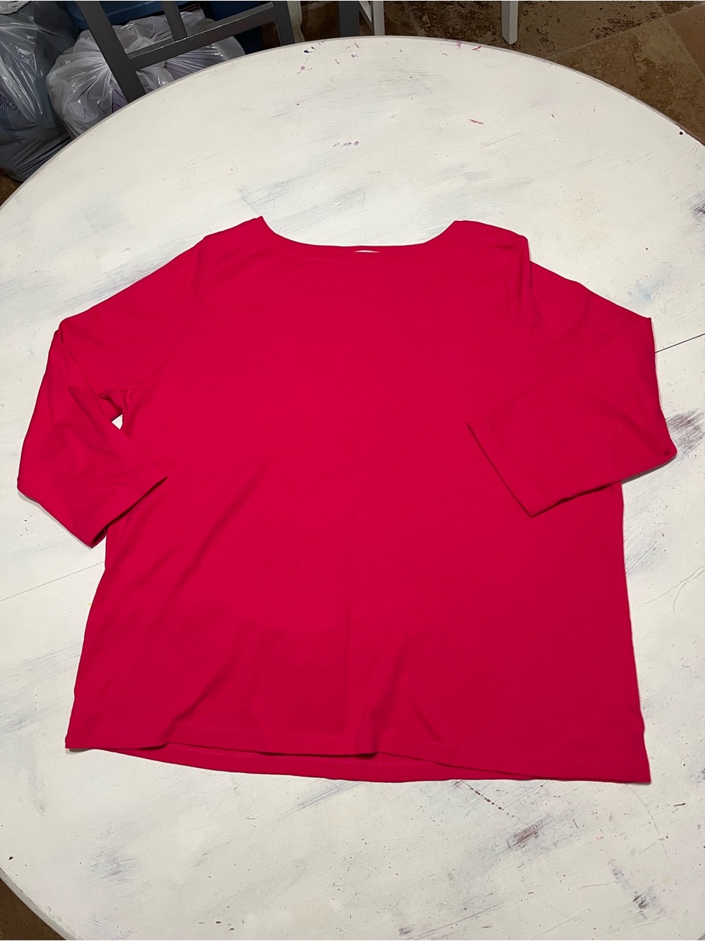 Talbots Woman Hot Pink 3/4 Sleeve Shirt Top Sz 3X